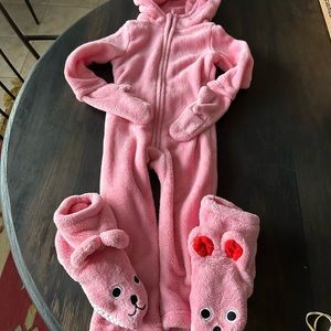 A Christmas story pink bunny costume pajamas ugly Christmas sweater